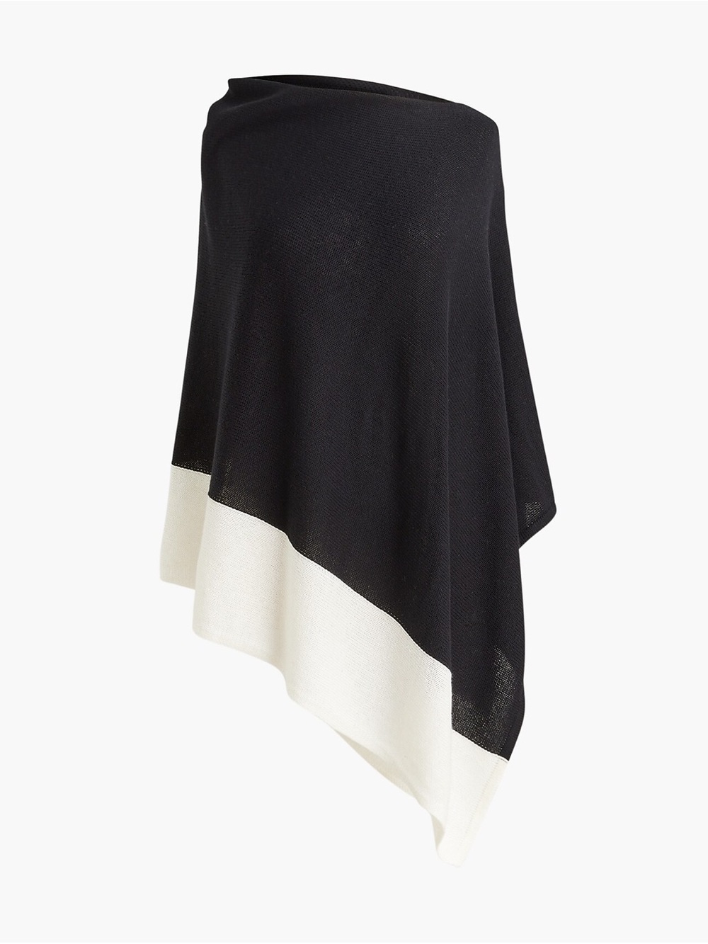 J. Crew Factory Black & Ivory Cotton-Cashmere Colorblock Sweater Poncho NWT